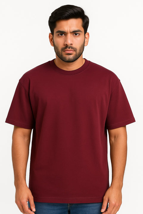 Oversized T-Shirt - Maroon- 190 GSM